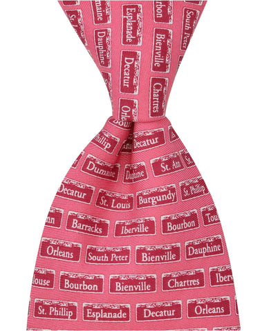 NOLA Street Signs Tie - Red - Pelican Coast Clothing